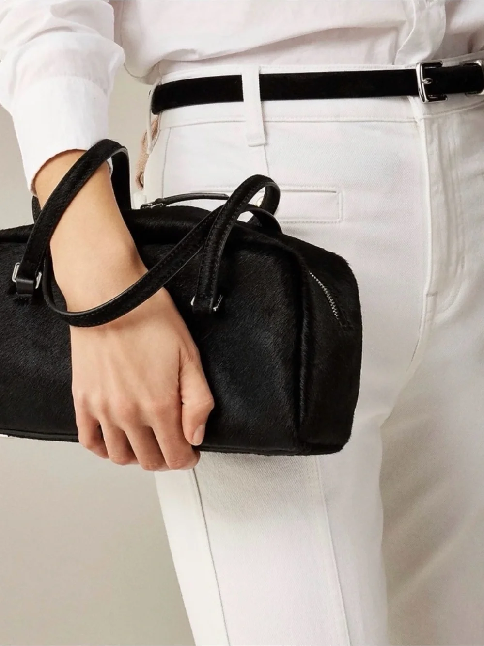 NWT J. Crew Black Delphine shoulder bag in calf hair #061